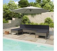 vidaXL Salon de jardin 6 pcs avec coussins Résine tressée Gris