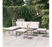 Vidaxl Salon De Jardin 6 Pcs Avec Coussins Résine Tressée Gris Gris