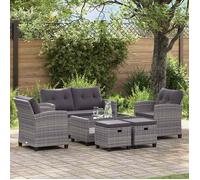 vidaXL Salon de jardin 6 pcs avec coussins Résine tressée Gris foncé