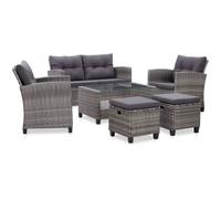 vidaXL Salon de jardin 6 pcs avec coussins Résine tressée Gris foncé