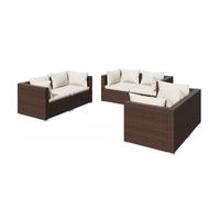 Vidaxl Salon De Jardin 6 Pcs Avec Coussins Résine Tressée Marron Marron