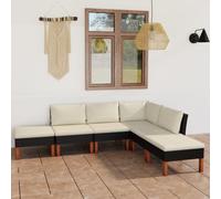 Vidaxl Salon De Jardin 6 Pcs Avec Coussins Résine Tressée Noir
