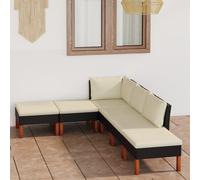Vidaxl Salon De Jardin 6 Pcs Avec Coussins Résine Tressée Noir