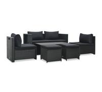 Vidaxl Salon De Jardin 6 Pcs Avec Coussins Résine Tressée Noir