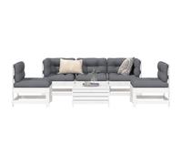 Vidaxl Salon De Jardin 6 Pcs Blanc Bois De Pin Massif