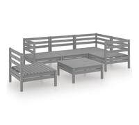 vidaXL 6-delige Loungeset massief grenenhout grijs3082724 Gris G