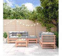 Salon de Jardin 6 pcs, Canapé avec Repose-pied, Ensemble de Meubles avec Table Basse Patio Terrasse, Rustique, Bois Massif Douglas