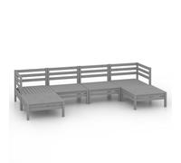 Vidaxl Salon De Jardin 6 Pcs Gris Bois De Pin Massif Gris