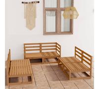 Vidaxl Salon De Jardin 6 Pcs Marron Miel Bois De Pin Massif Marron