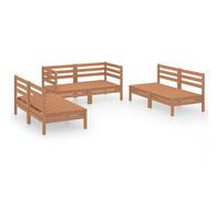 Vidaxl Salon De Jardin 6 Pcs Marron Miel Bois De Pin Massif Marron