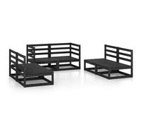 Vidaxl Salon De Jardin 6 Pcs Noir Bois De Pin Massif Noir
