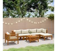 Vidaxl Salon De Jardin 7 Pcs Avec Coussin Crème Bois D'acacia Solide