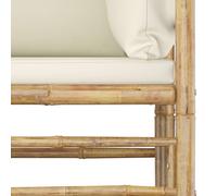 Vidaxl Salon De Jardin 7 Pcs Avec Coussins Blanc Crème Bambou
