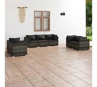 vidaXL Salon de Jardin 7 pcs avec Coussins Mobilier de Patio Ensemble de Meubles de Terrasse Mobilier d'Extérieur Résine 3102269 Gris G