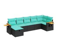 vidaXL Salon de Jardin 7 pcs avec Coussins Noir résine tressée