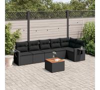 Salon de Jardin avec Coussins Canapés Patio 7 pcs Noir Résine Tressée vidaXL