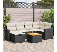 vidaXL Salon de Jardin 7 pcs avec Coussins Noir résine tressée, Ensemble de canapés d'extérieur, Ensemble de canapé d'angle de Jardin, Meuble d'angle de Jardin