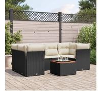 vidaXL Salon de jardin 7 pcs avec coussins noir résine tressée 3223494