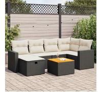 vidaXL Salon de jardin 7 pcs avec coussins noir résine tressée, ensemble de canapés d'extérieur, ensemble de canapé d'angle 3325787