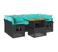 Vidaxl Salon De Jardin 7 Pcs Avec Coussins Noir Résine Tressée