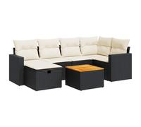 vidaXL Salon de Jardin 7 pcs avec Coussins Noir résine tressée, Ensemble de canapés d'extérieur, Ensemble de canapé d'angle de Jardin, Meuble d'angle de Jardin