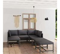 Salon de Jardin 9 pcs et Coussins Résine Tressée Gris Mobilier Terrasse vidaXL