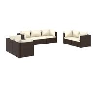vidaXL Salon de jardin 7 pcs avec coussins Résine tressée Marron
