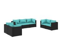 Salon de Jardin 8 pcs avec Coussins Résine Tressée Marron Mobilier vidaXL