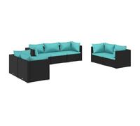 Vidaxl Salon De Jardin 7 Pcs Avec Coussins Résine Tressée Noir Noir