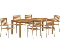 vidaXL Salon de jardin 7 pcs Beige Poly Rattan