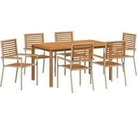 vidaXL Salon de jardin 7 pcs Beige Poly Rattan