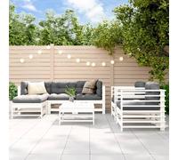 Vidaxl Salon De Jardin 7 Pcs Blanc Bois De Pin Massif