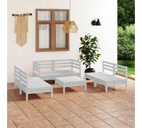 Vidaxl Salon De Jardin 7 Pcs Blanc Bois De Pin Massif