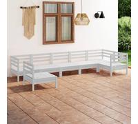 Vidaxl Salon De Jardin 7 Pcs Bois De Pin Massif Blanc