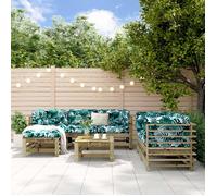 vidaXL Salon de Jardin 7 pcs, Canapé avec Repose-pied, Ensemble de Meubles avec Table Basse Patio Terrasse, Rustique, Bois 3186199