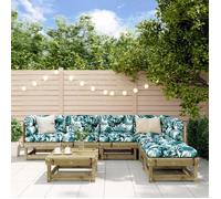vidaXL Salon de Jardin 7 pcs, Canapés avec Repose-pied, Ensemble de Meubles avec Table Basse Patio Terrasse, Rustique, Bois 3186409