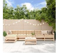 vidaXL Salon de Jardin 7 pcs, Canapés avec Repose-pied, Ensemble de Meubles avec Table Basse Patio Terrasse, Rustique, Bois 3186424