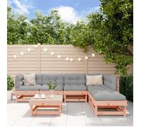 vidaXL Salon de Jardin 7 pcs, Canapés avec Repose-pied, Ensemble de Meubles avec Table Basse Patio Terrasse, Rustique, Bois 3186408