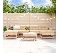vidaXL Salon de Jardin 7 pcs, Canapés avec Repose-pied, Ensemble de Meubles avec Table Basse Patio Terrasse, Rustique, Bois 3186375