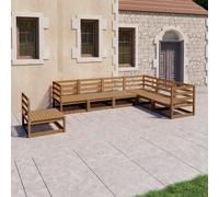Vidaxl Salon De Jardin 7 Pcs Marron Miel Bois De Pin Massif Marron
