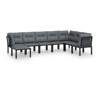 vidaXL Ensemble de salon de jardin 8 pièces noir et gris poly rotin
