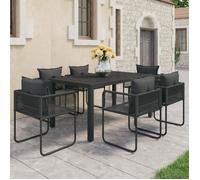 vidaXL Salon de jardin 7 pcs PVC Résine tressée Noir