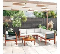 vidaXL Salon de jardin 7 pièces avec coussins, bois d'acacia crème et corde 3057889
