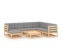 Bois de Pin Massif Salon de Jardin 8 pcs avec Coussins Terrasse Patio vidaXL