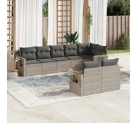 Vidaxl Salon De Jardin 8 Pcs Avec Coussins Gris Clair Résine Tressée