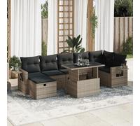 Vidaxl Salon De Jardin 8 Pcs Avec Coussins Gris Résine Tressée
