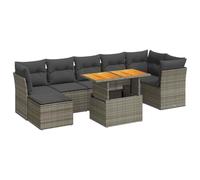 vidaXL Ensemble de jardin canapé 8 pièces avec coussins Gris poly rotin