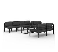 vidaXL Salon de Jardin 8 pcs avec Coussins Mobilier de Patio Ensemble de Meubles de Terrasse Mobilier d'Extérieur Aluminium Anthracite