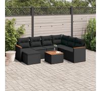 Vidaxl Salon De Jardin 8 Pcs Avec Coussins Noir Résine Tressée