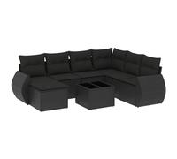 Vidaxl Salon De Jardin 8 Pcs Avec Coussins Noir Résine Tressée